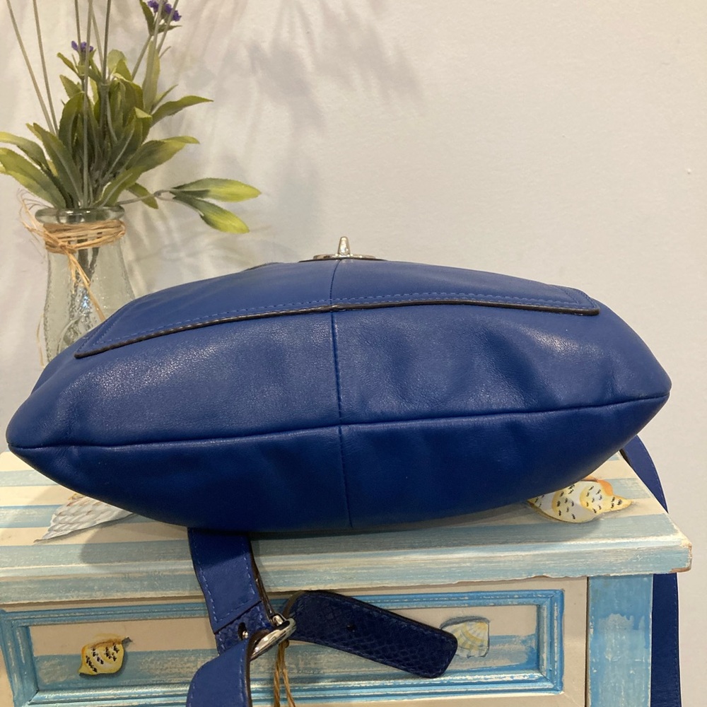 Coach Penelope Royal Blue Leather and Snake Embossed Crossbody Bag - Picture 7 of 15